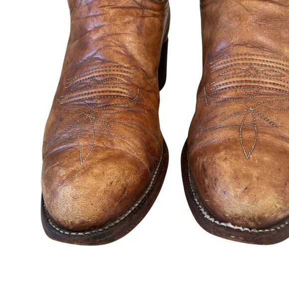Vintage Tony Lama Cowboy Boots Size 9.5B Distressed Leather Western Riding Ranch - Picture 15 of 16